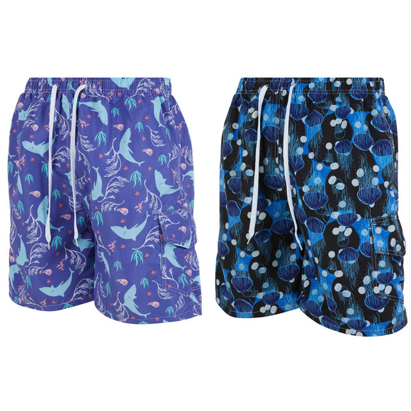 Men Swimming Trunks, Cargo Board Shorts Swim Suit Lining, 2-Pairs, NEW - Picture 1 of 7